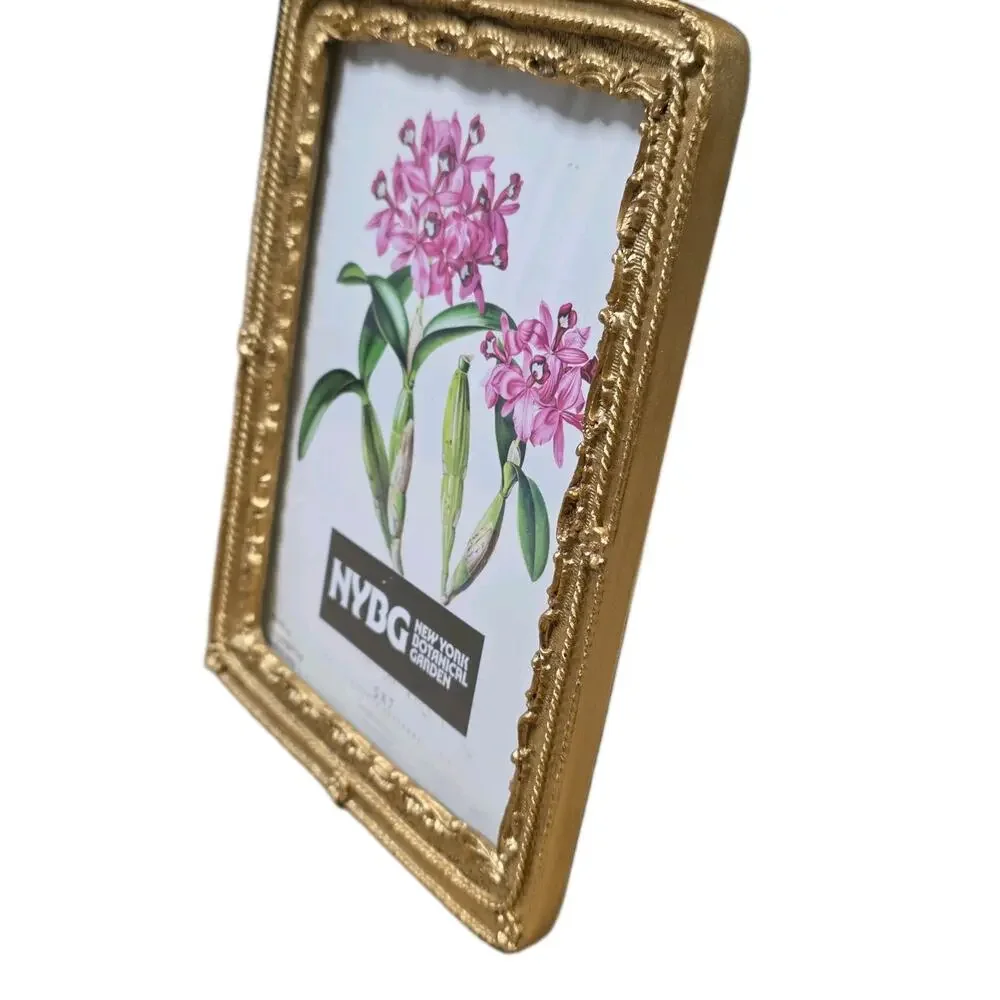 Vintage Style Gold Ornate 5x7 Picture Frame New York Botanical Garden Orchid